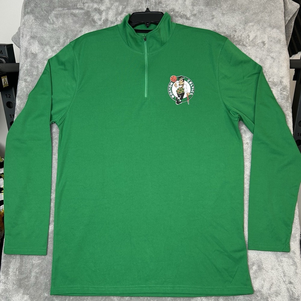 NBA Ultra Game Boston Celtics Men 1/4 Zip Green Pullover Shirt, Size Large